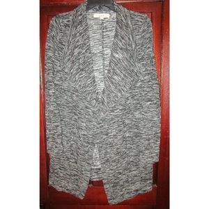 Loft XS Cardigan Sweater Coat Duster Tweed Knit Pockets Open Draped Topper